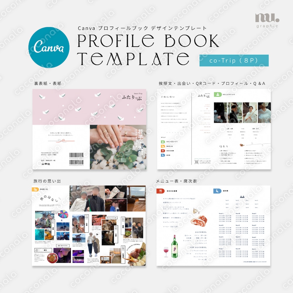 【ことりっぷ風】プロフィールブックテンプレート 8P　【操作資料付】