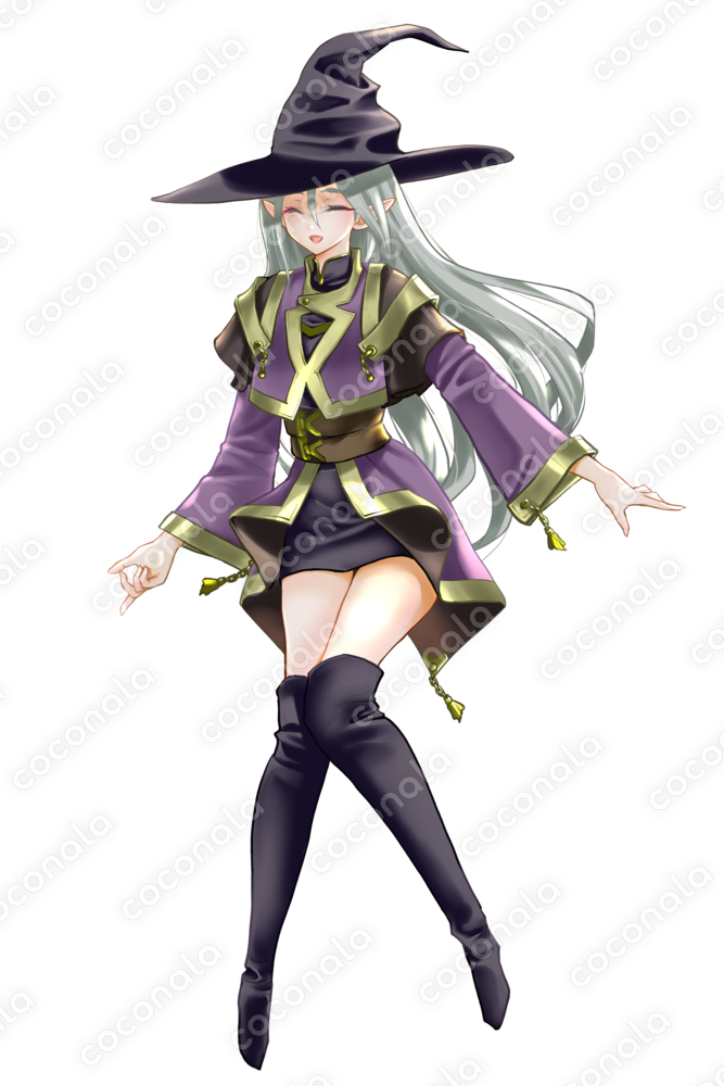 【汎用】魔法使いの女の子立ち絵（笑った顔）