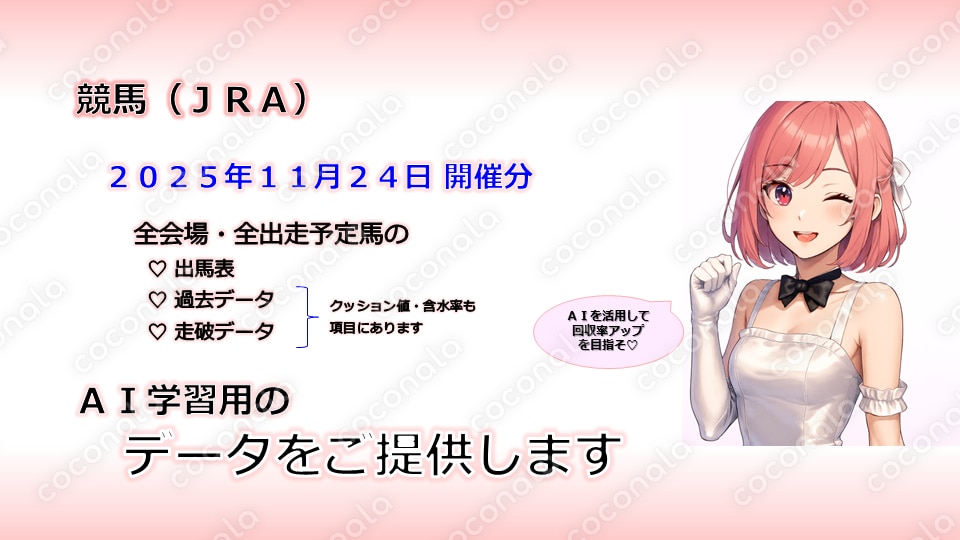 JRA★ AI学習用データ(出馬表・今回走破データ・過去走破データ)【2025年11月24日開催分】