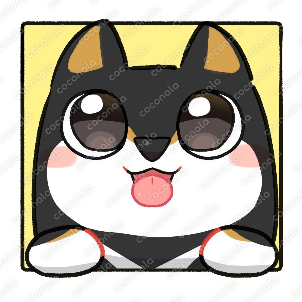 【商用利用OK!】カートゥーン風黒柴犬のアイコンイラスト