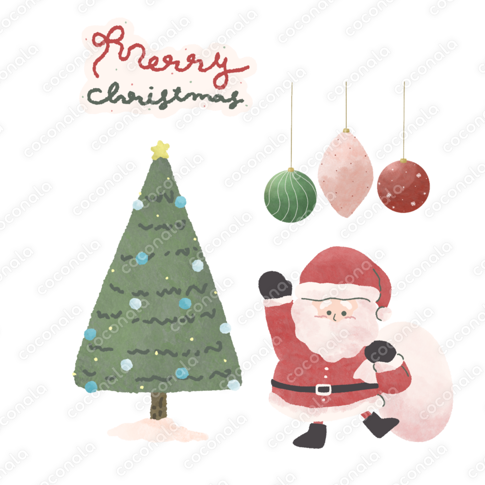 《SNS投稿やチラシの挿絵におすすめ♪》水彩タッチの温かいクリスマスイラスト4点セット