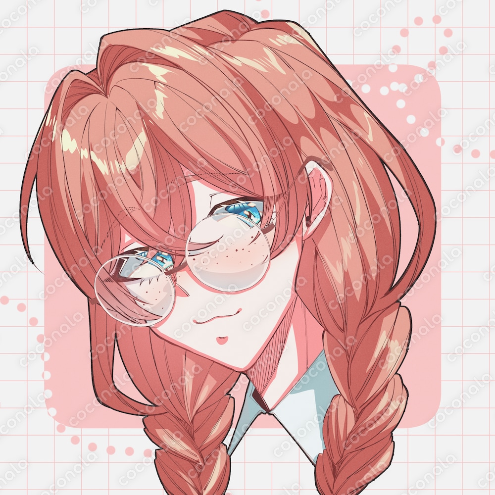そばかす眼鏡女の子のアイコンイラスト