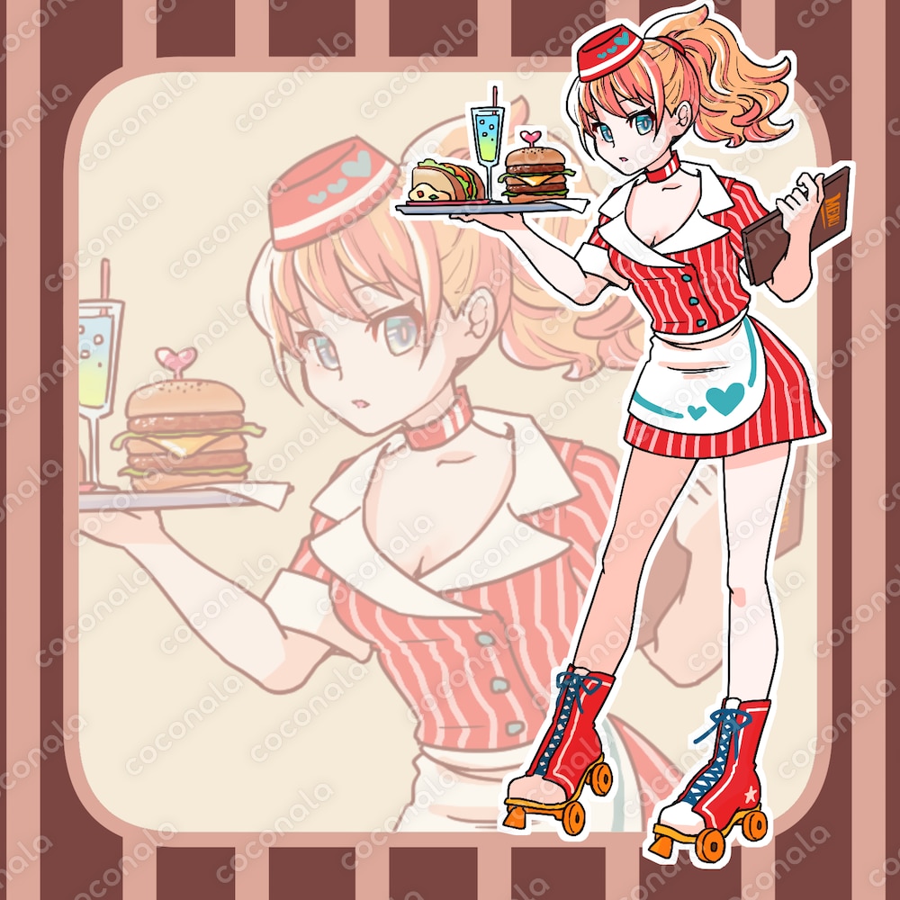 アメリカンダイナー　ウェイトレス立ち絵