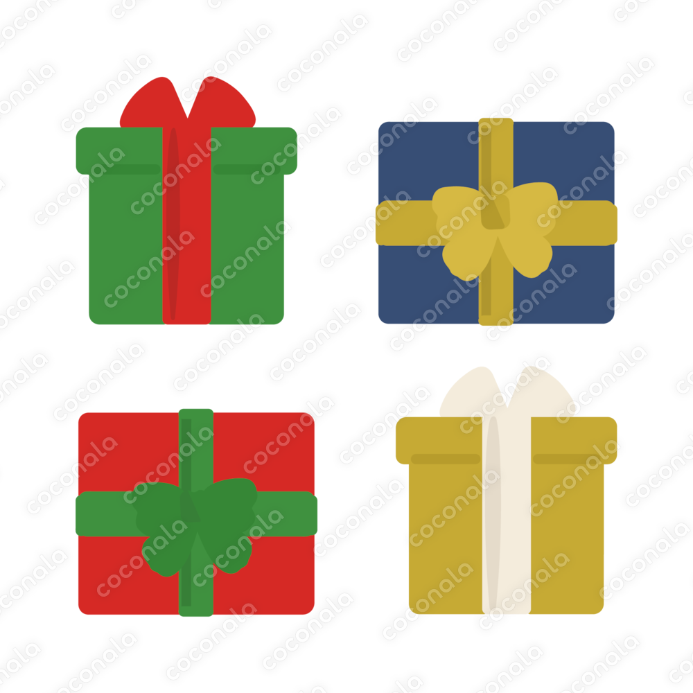 クリスマス素材に使えるイラスト【プレゼント】4点セット
