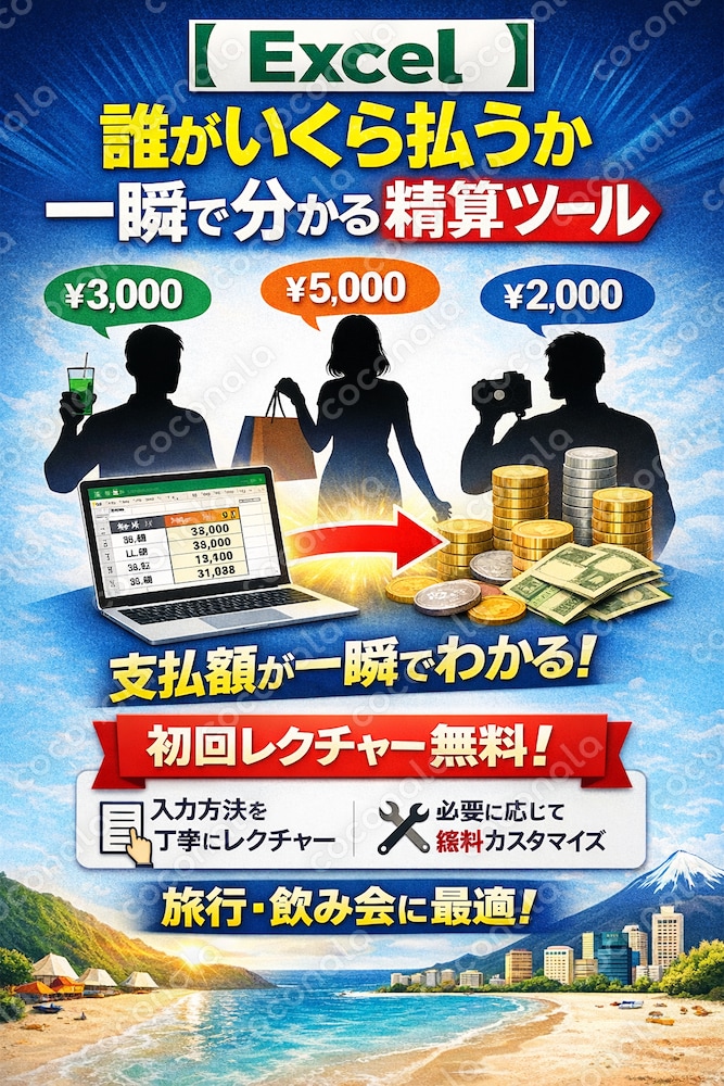 誰がいくら払うか一瞬で分かる精算ツール｜初回レクチャー無料