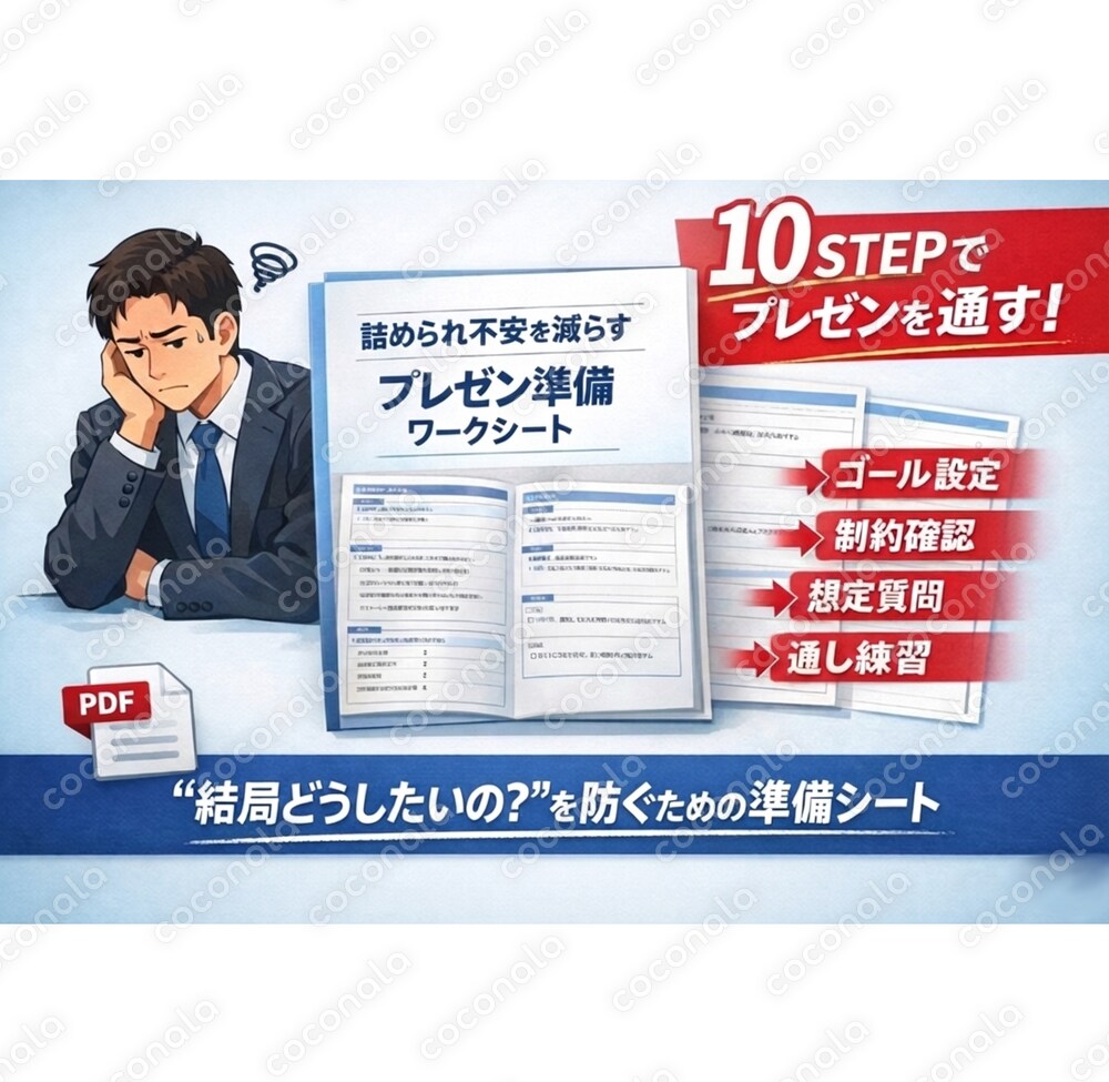 詰められ不安を減らすプレゼン準備ワークシート