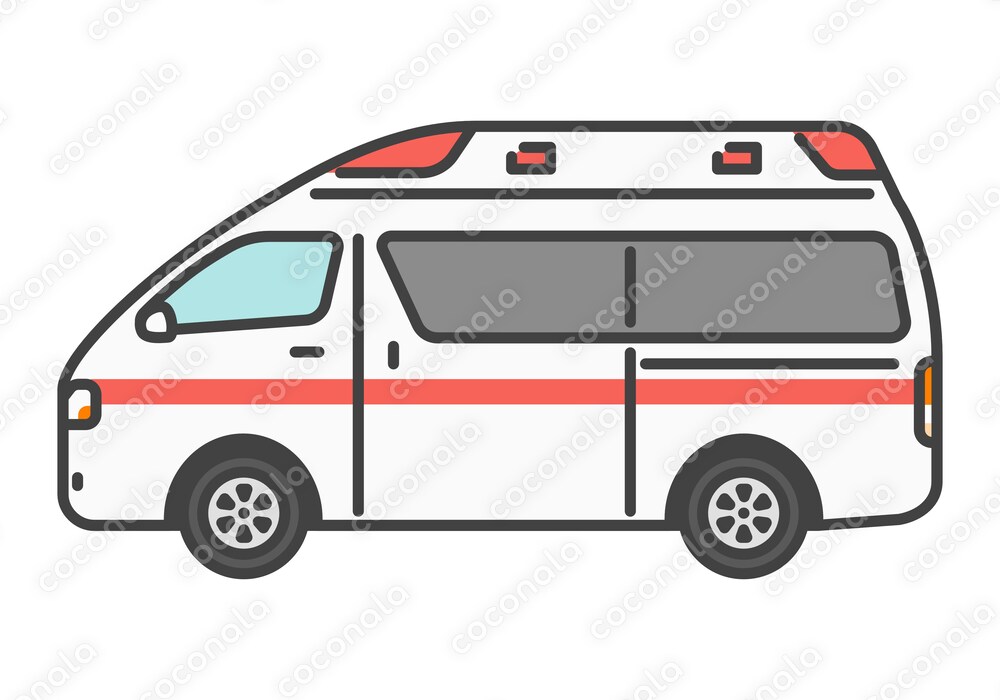 イラスト素材：日本の救急車・シンプル・かわいいイラスト