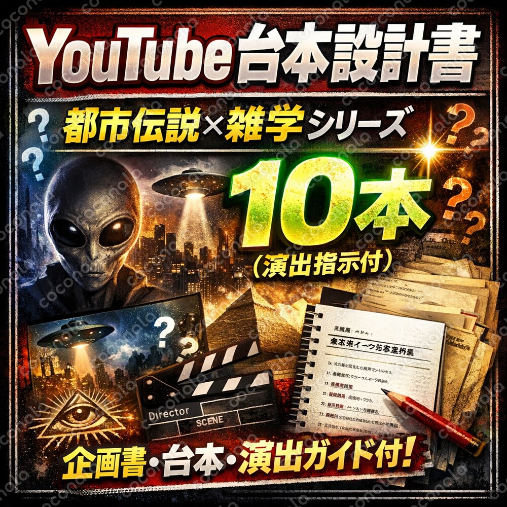 YouTube台本設計書｜都市伝説×雑学シリーズ10本（演出指示付）