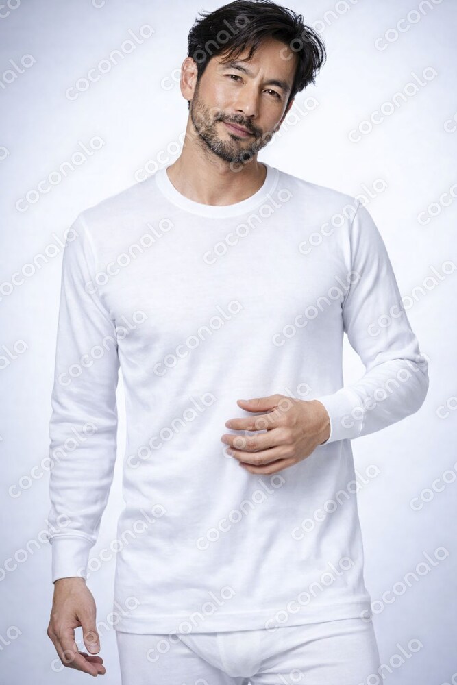 かっこいい モデル 男性用 下着 長袖ｔシャツ 画像 顔 あり　1024×1536ピクセル