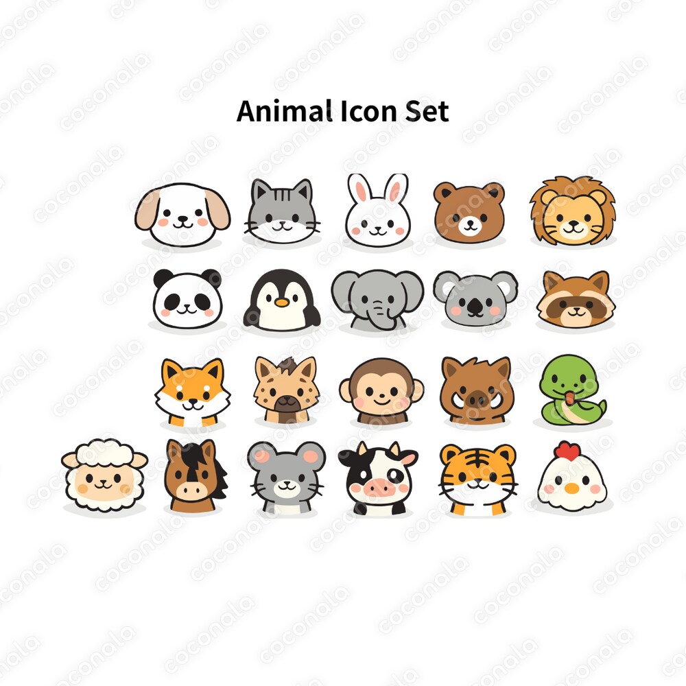 商用OK|動物アイコンセット PNG|影あり・影なし 全25種