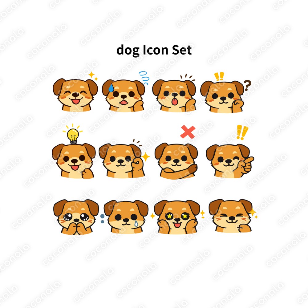 【商用利用OK】犬アイコン素材セット|PNG|影あり・影なし|Canva対応