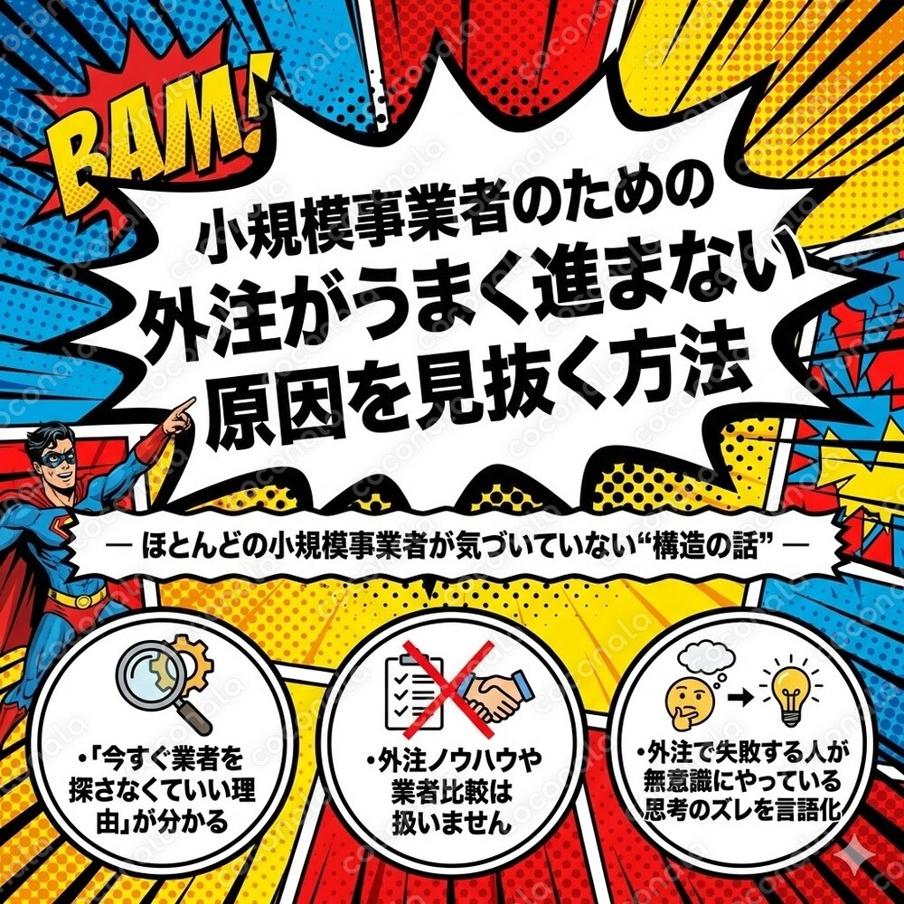 【 小規模事業者のための】 外注がうまく進まない原因を見抜く方法を伝授します！