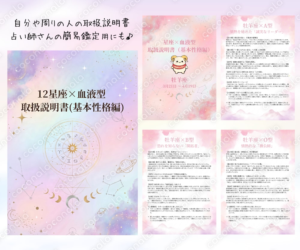 【全48種】12星座×血液型　取扱説明書（基本性格編）