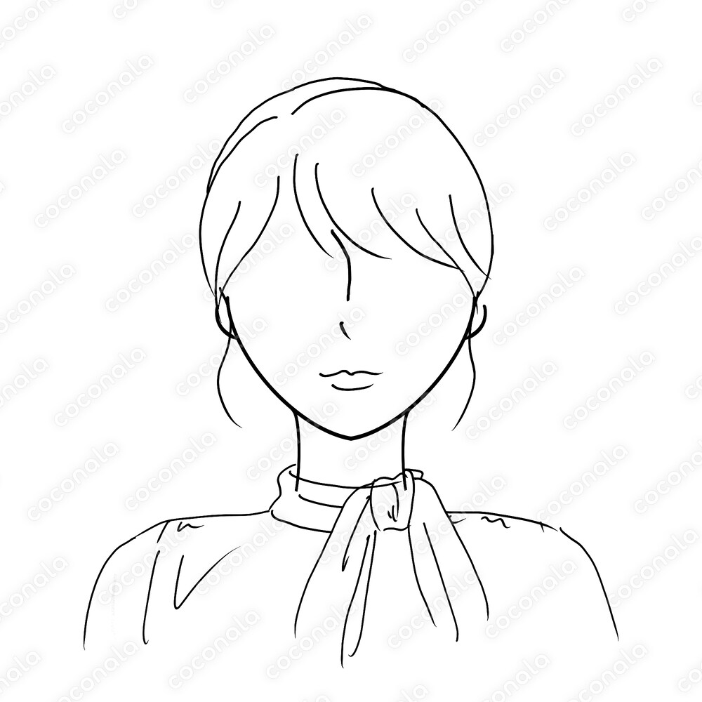 微笑みまとめ髪の女性　イラスト