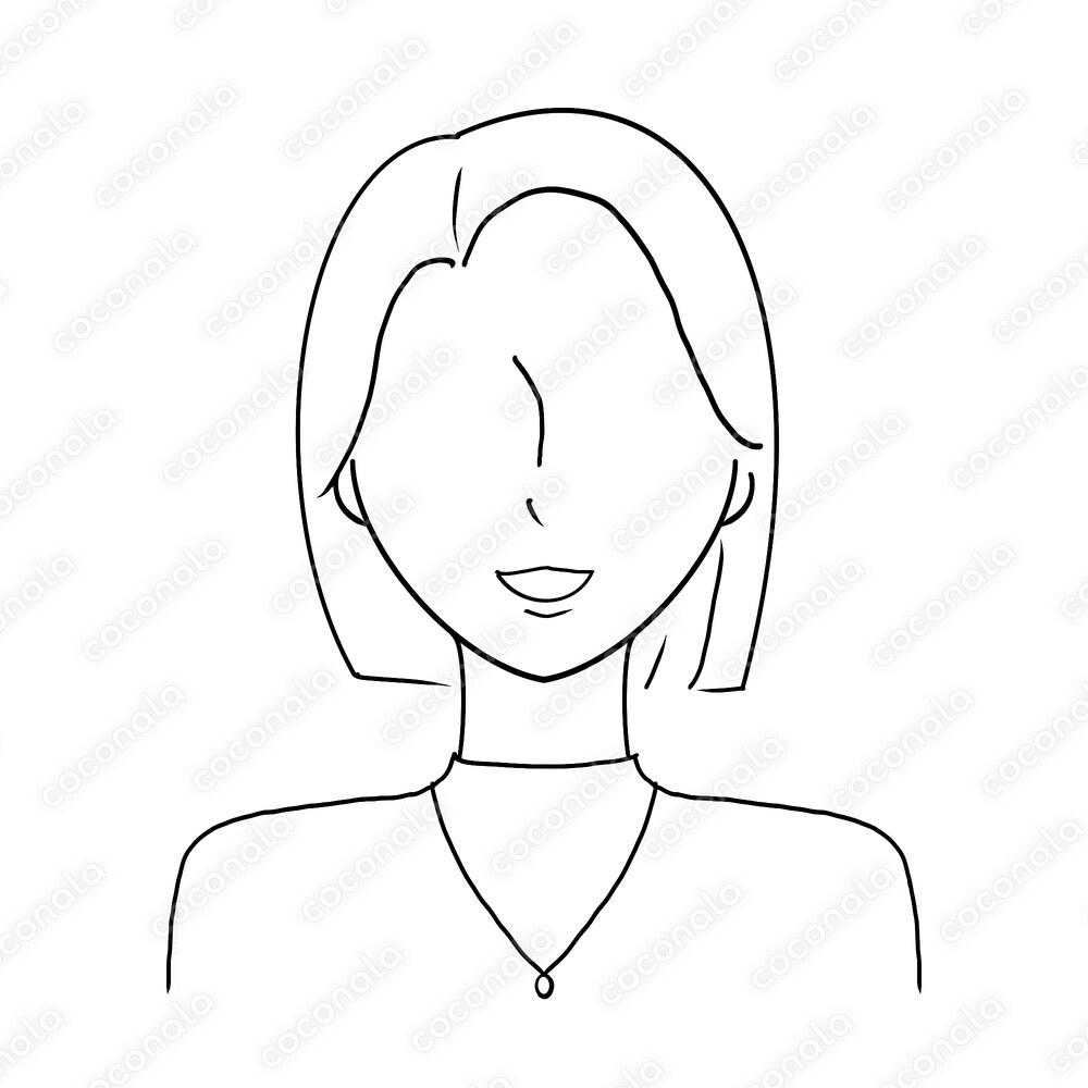 笑顔のショートカット女性　イラスト