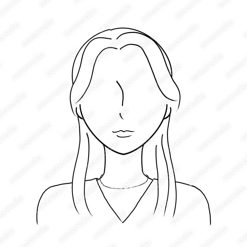 微笑みハーフアップの女性　イラスト