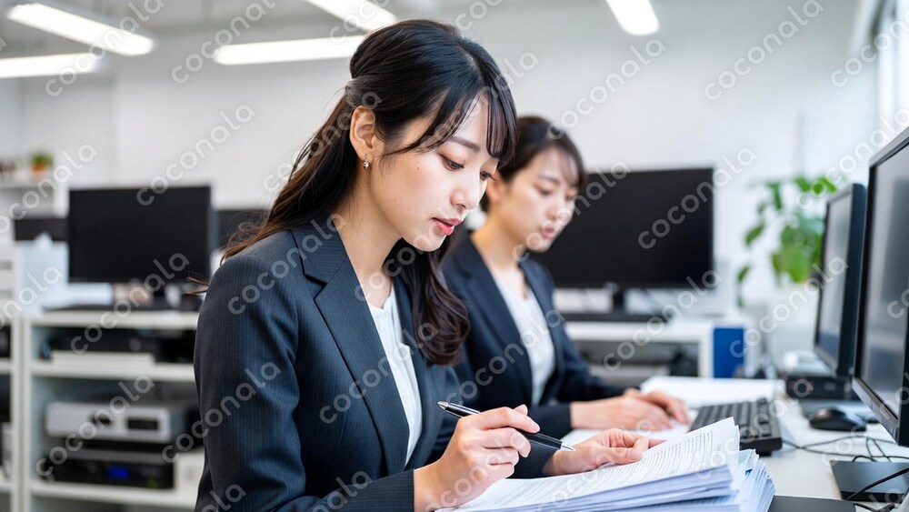 ビジネス用素材－オフィスで働く女性3－書類チェック