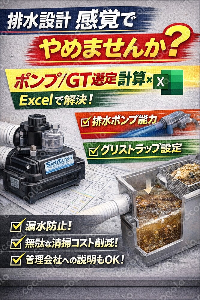 飲食店向け｜排水ポンプ・グリストラップ選定を自動計算するExcel