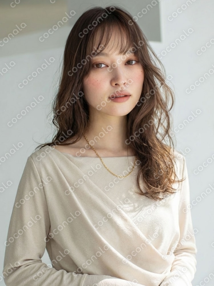 【美容院スタイル写真販売】ロングヘア/パーマスタイル AIサロンスタイル画像
