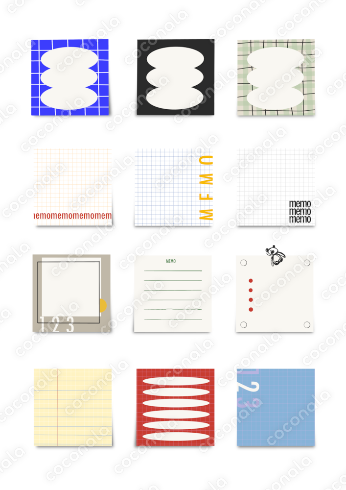 【背景透過PNG】デジタルメモ帳セット