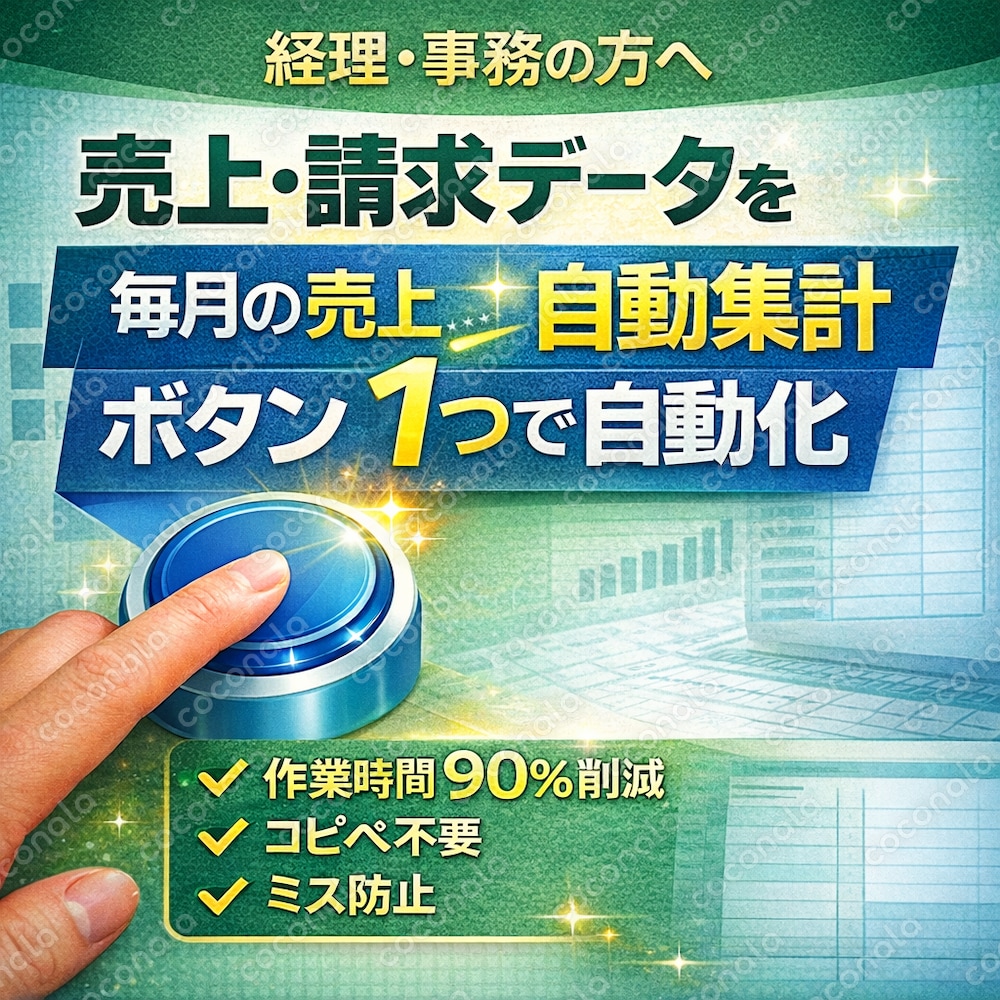 請求・売上データを一括集計｜Excel自動化ツール｜フォーマット自由対応