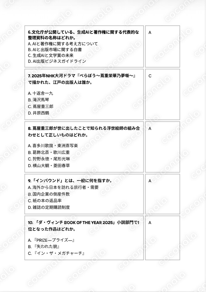 出版就活一般常識問題集