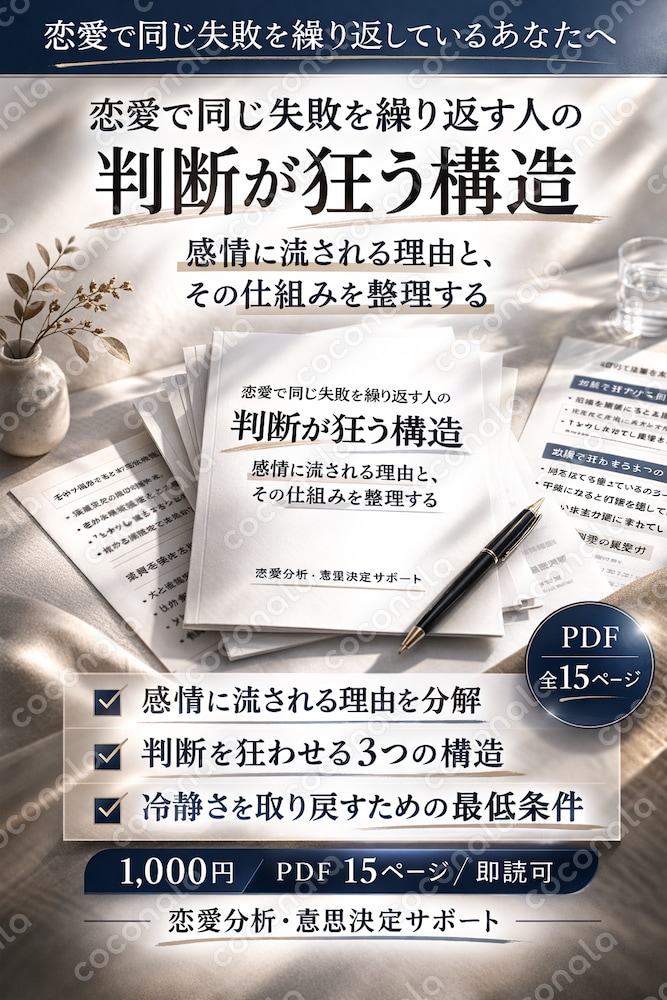 恋愛で同じ失敗を繰り返す人の「判断が狂う構造 ― 感情に流される理由とその仕組みを整理するPDF ―