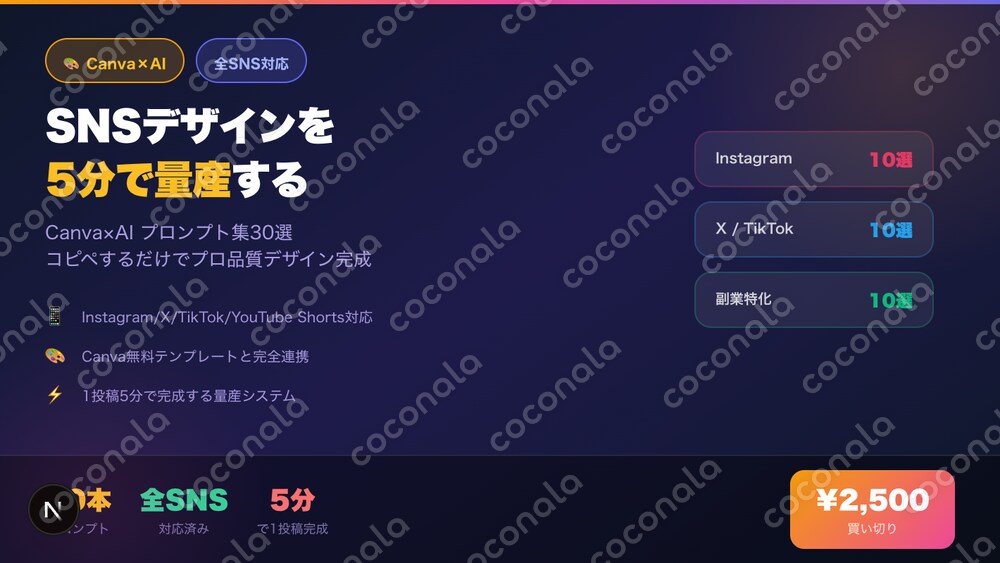 Canva×AI SNSデザイン量産プロンプト集30選｜5分で毎日投稿完成