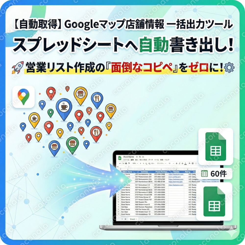 【コピペ不要】Googleマップ店舗情報をスプレッドシートに自動一括取得！営業リスト作成を劇的時短