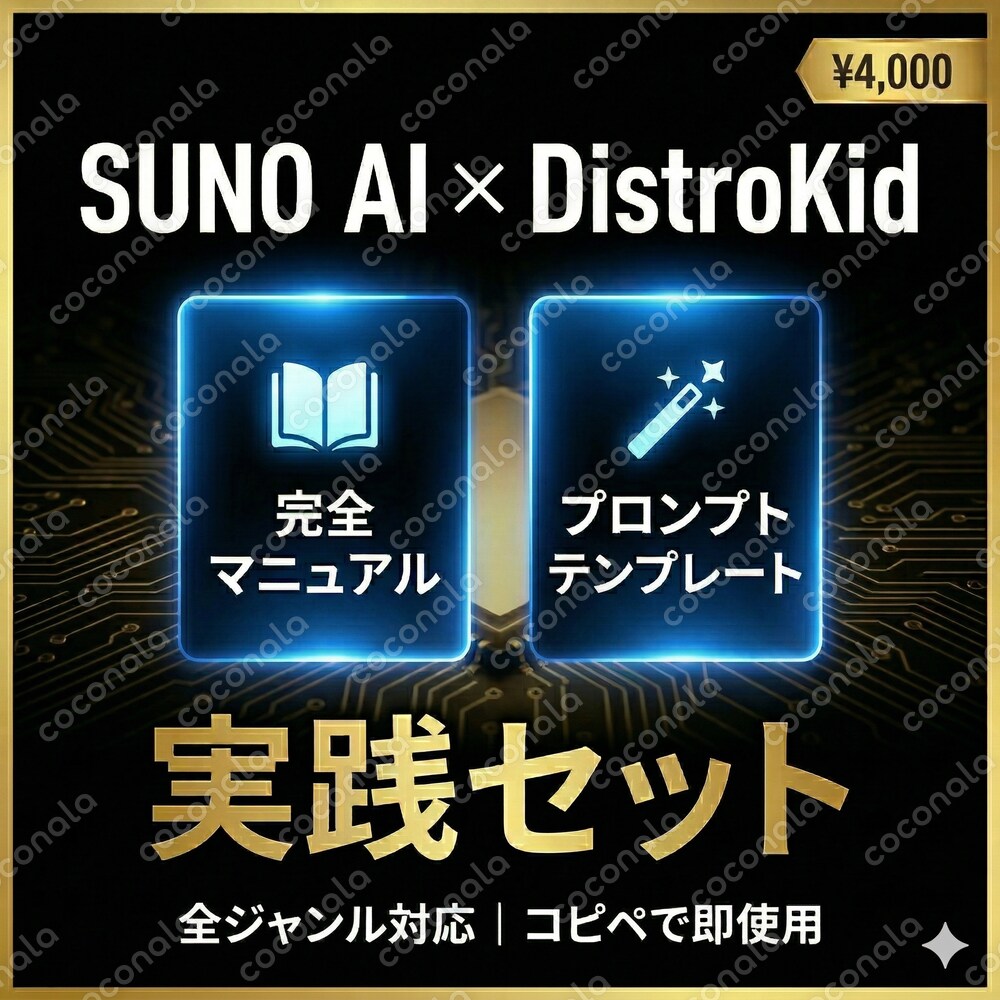 音楽素人×AI初心者×SUNO AI×DistroKid ストック型音楽収益マニュアル+プロンプト付