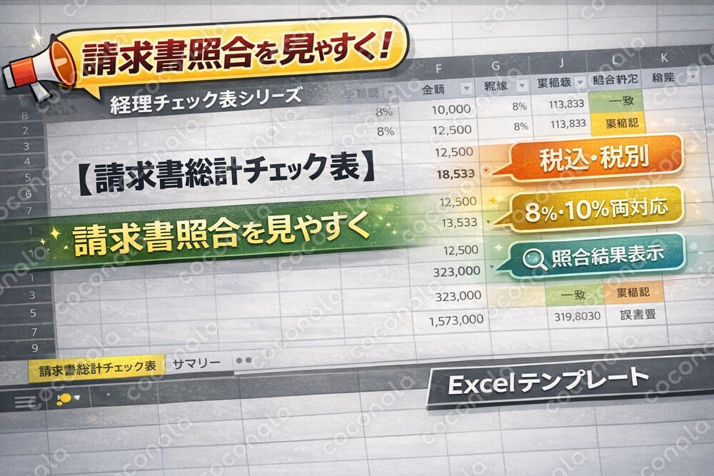 請求書と集計表の金額照合をしやすくするExcelテンプレート