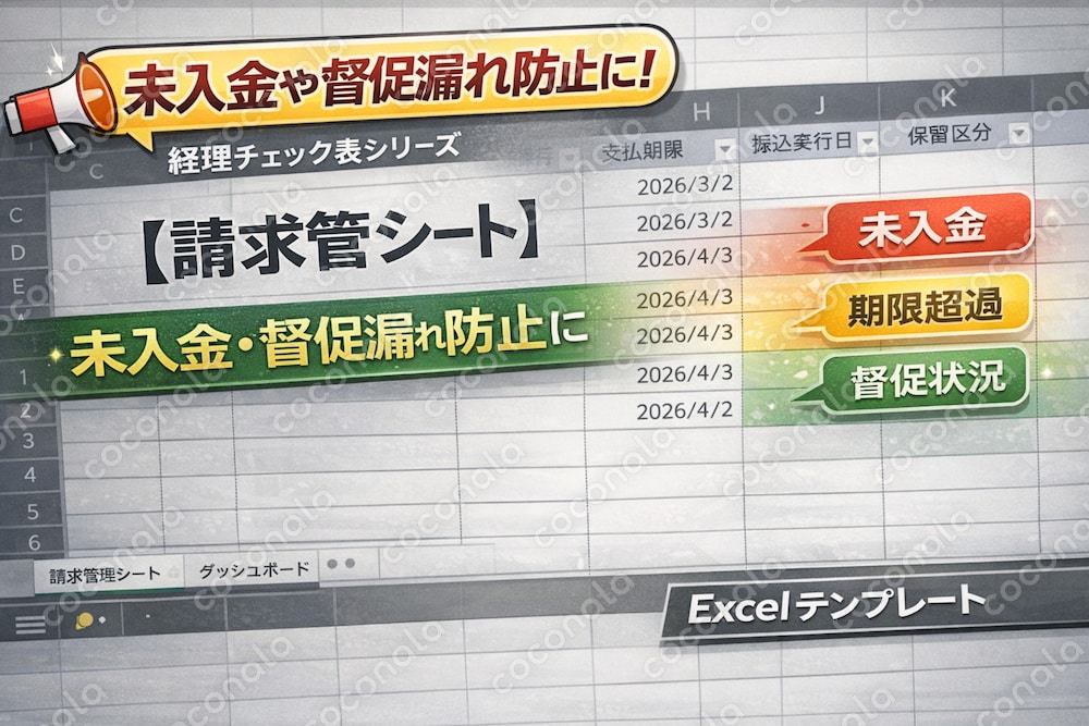 未入金確認と督促漏れ防止を一覧管理できるExcelテンプレート