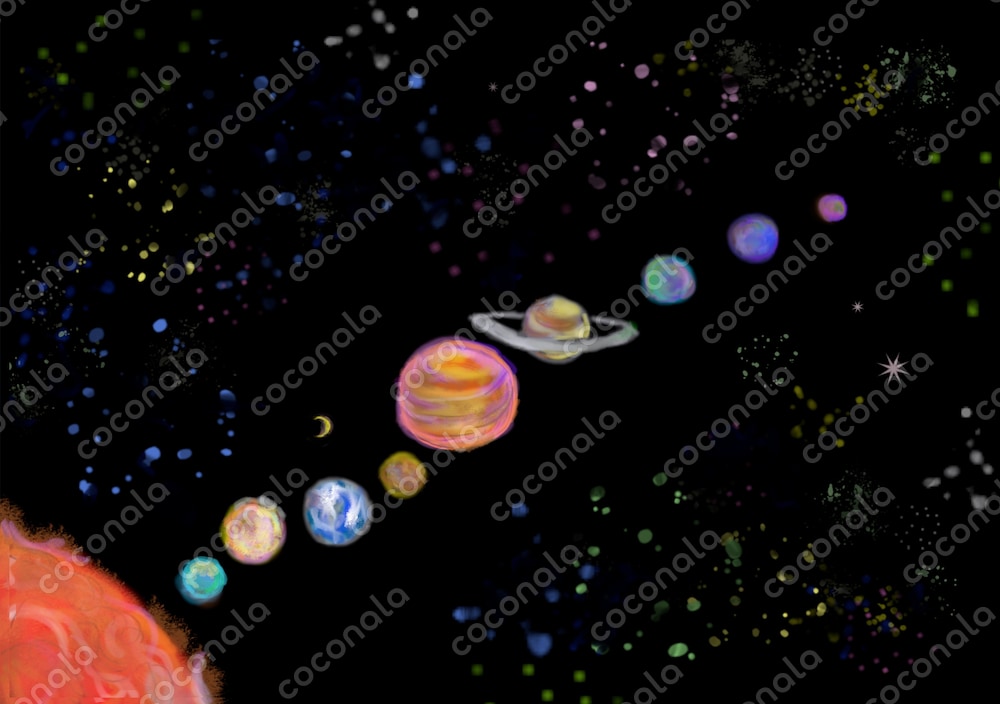 宇宙・太陽系・星屑のイラスト