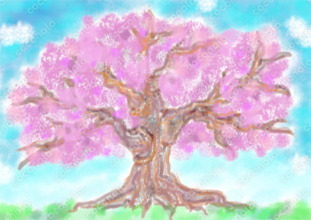 桜の木のイラスト：横向き