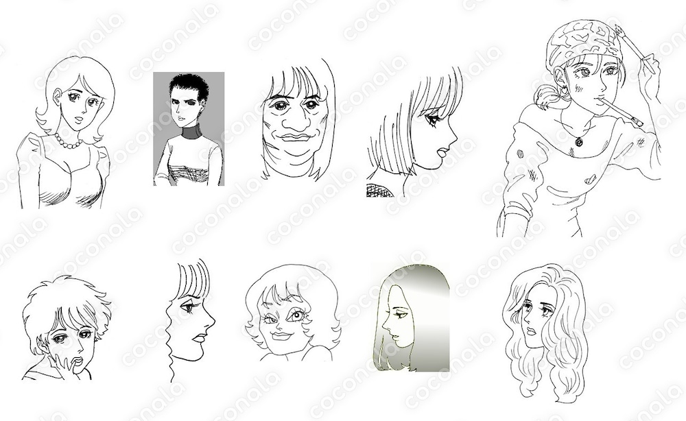 塗り絵も楽しめる人物イラスト　女性編　その1