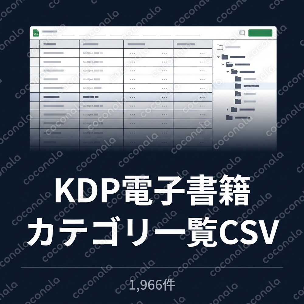 KDP電子書籍カテゴリ一覧CSV｜登録可能1,966件をパス形式で整理