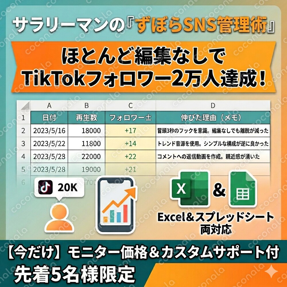 SNS運用・副業管理に！『ずぼらSNS管理術』エクセル＆スプシ
