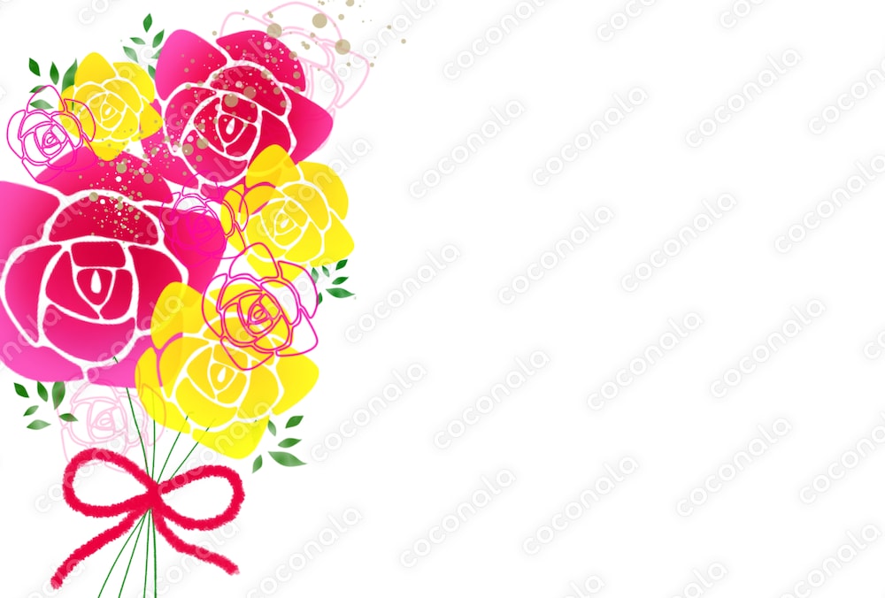薔薇の花束入りのはがき(横)