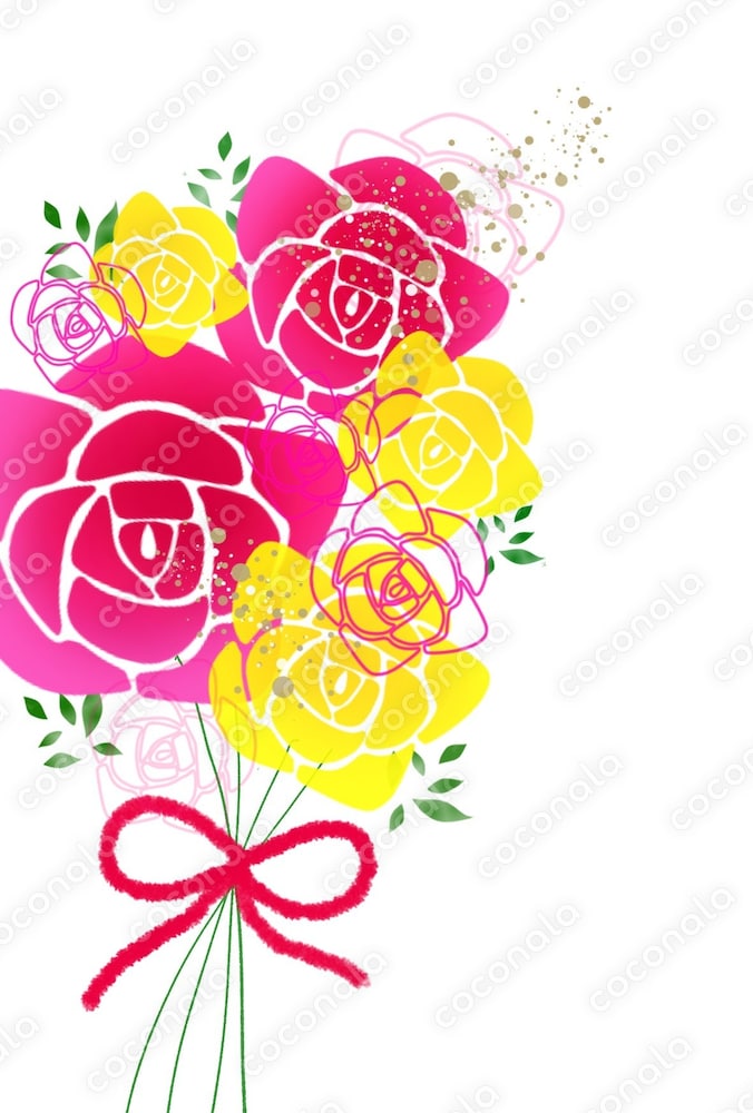 薔薇の花束入りのはがき(縦)