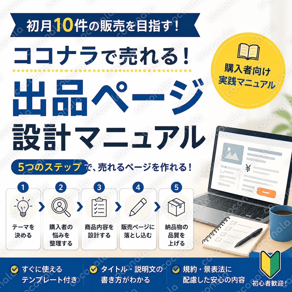 【ココナラ初心者向け】売れる出品ページ作成ガイド:初月10件達成へのロードマップ