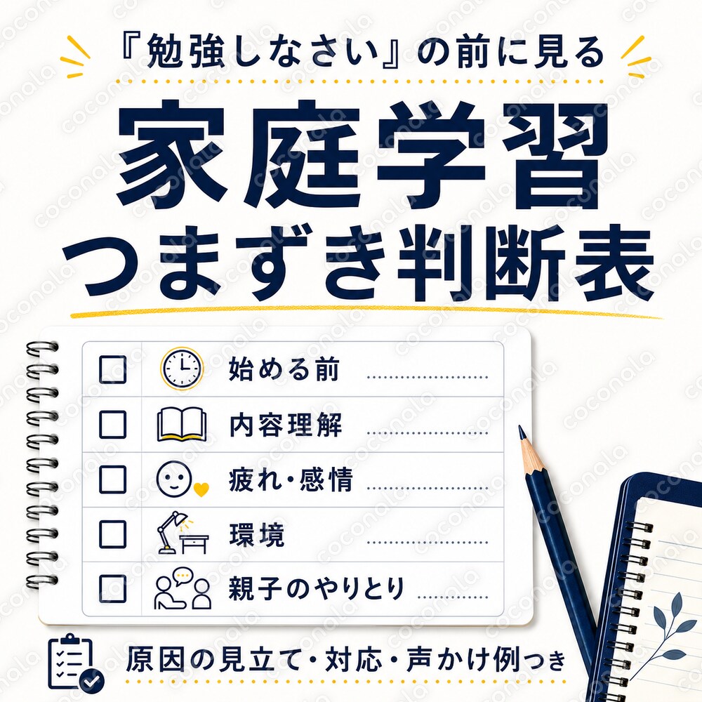 「勉強しなさい」の前に見る、家庭学習つまずき判断表