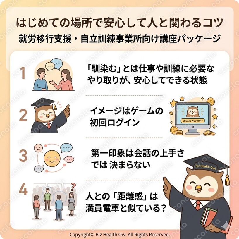 【講座パッケージ】はじめての場所で安心して人と関わるコツ｜就労移行支援・自立訓練事業所で使えるセット