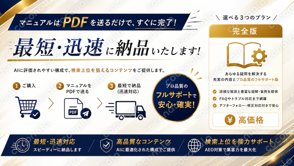 【LLMO/AEO完全版】AI検索対策プロマニュアル｜KPI設計+39項目+3ケース