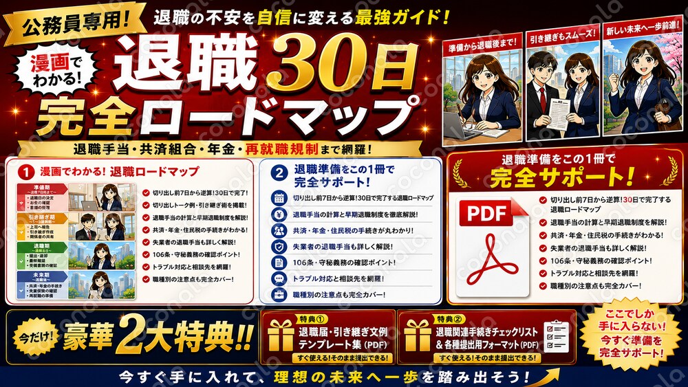 【公務員退職30日】失業保険なしの公務員が退職手当・共済組合・再就職規制で損しないための完全ガイド