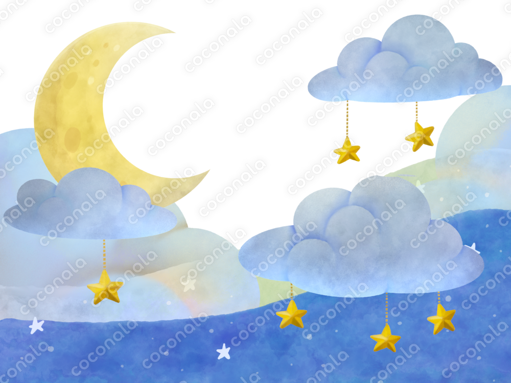 絵本の様なイラスト素材　夜空