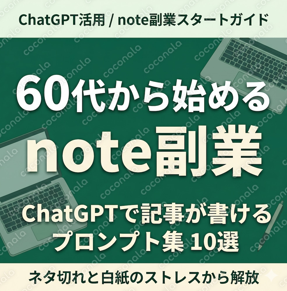60代から始めるnote副業 ChatGPTで記事が書けるプロンプト集10選