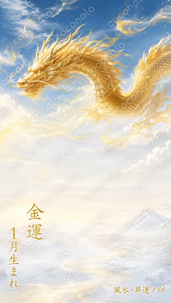 【金運・1月生まれ】風水待ち受け画像｜スマホ壁紙・ロック画面用｜風水・昇運ノ印