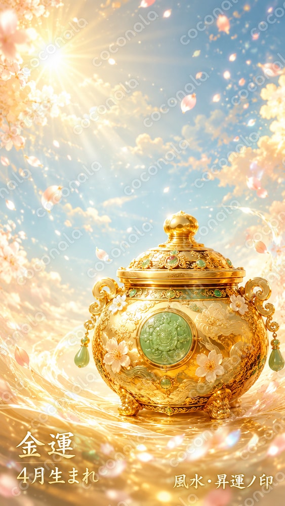 【金運・4月生まれ】風水待ち受け画像｜スマホ壁紙・ロック画面用｜風水・昇運ノ印