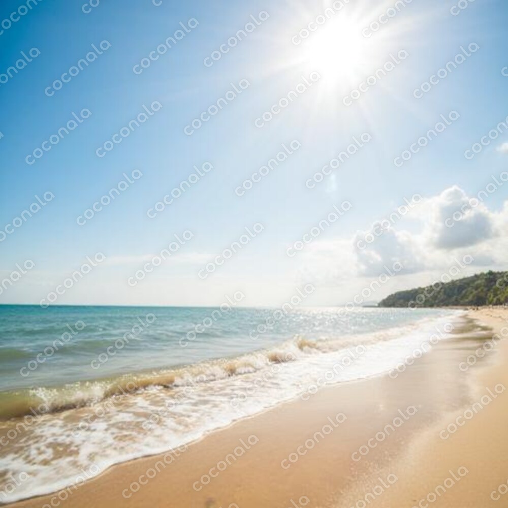 まぶしい太陽と海の景色