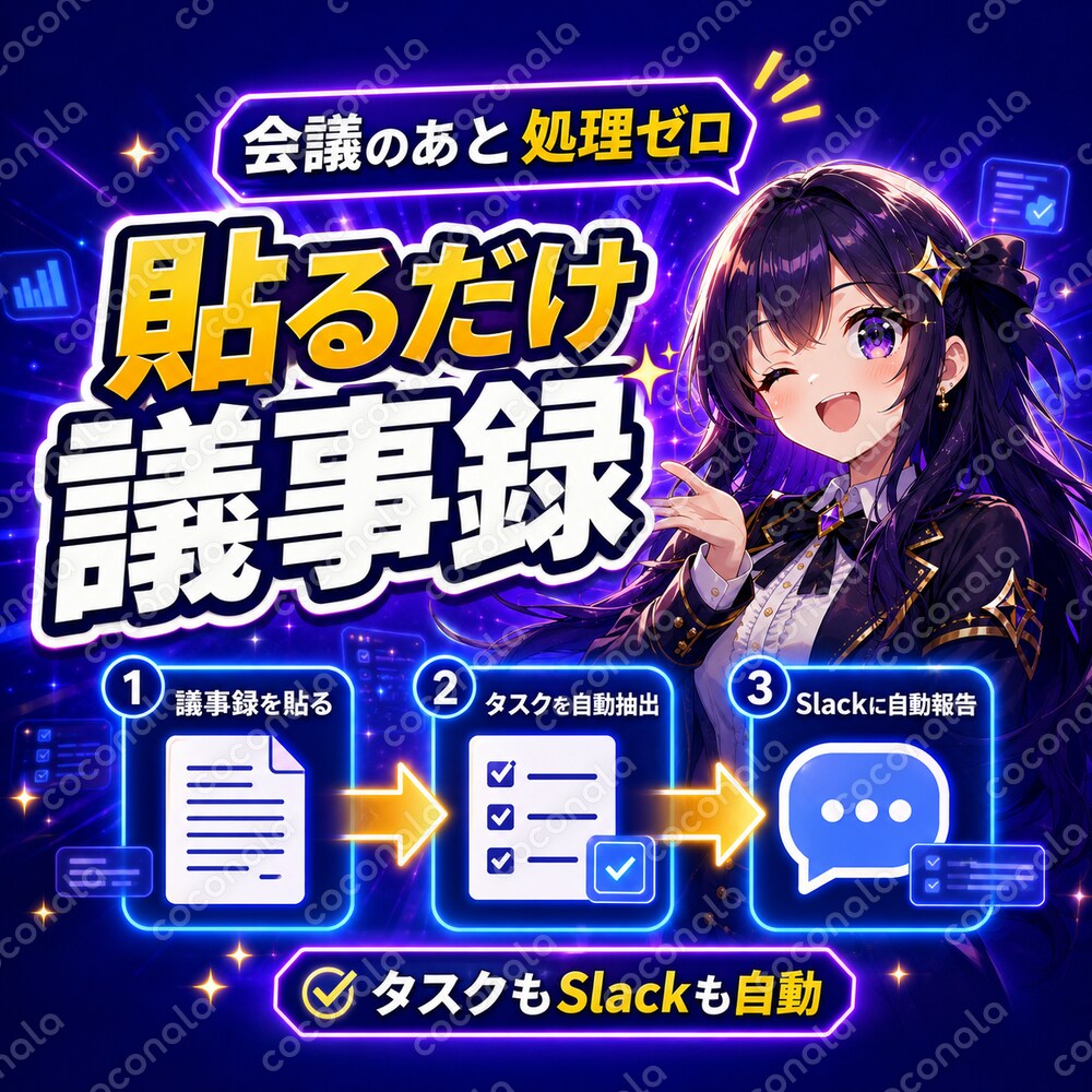 文字起こしを貼るだけで議事録とタスクを自動生成